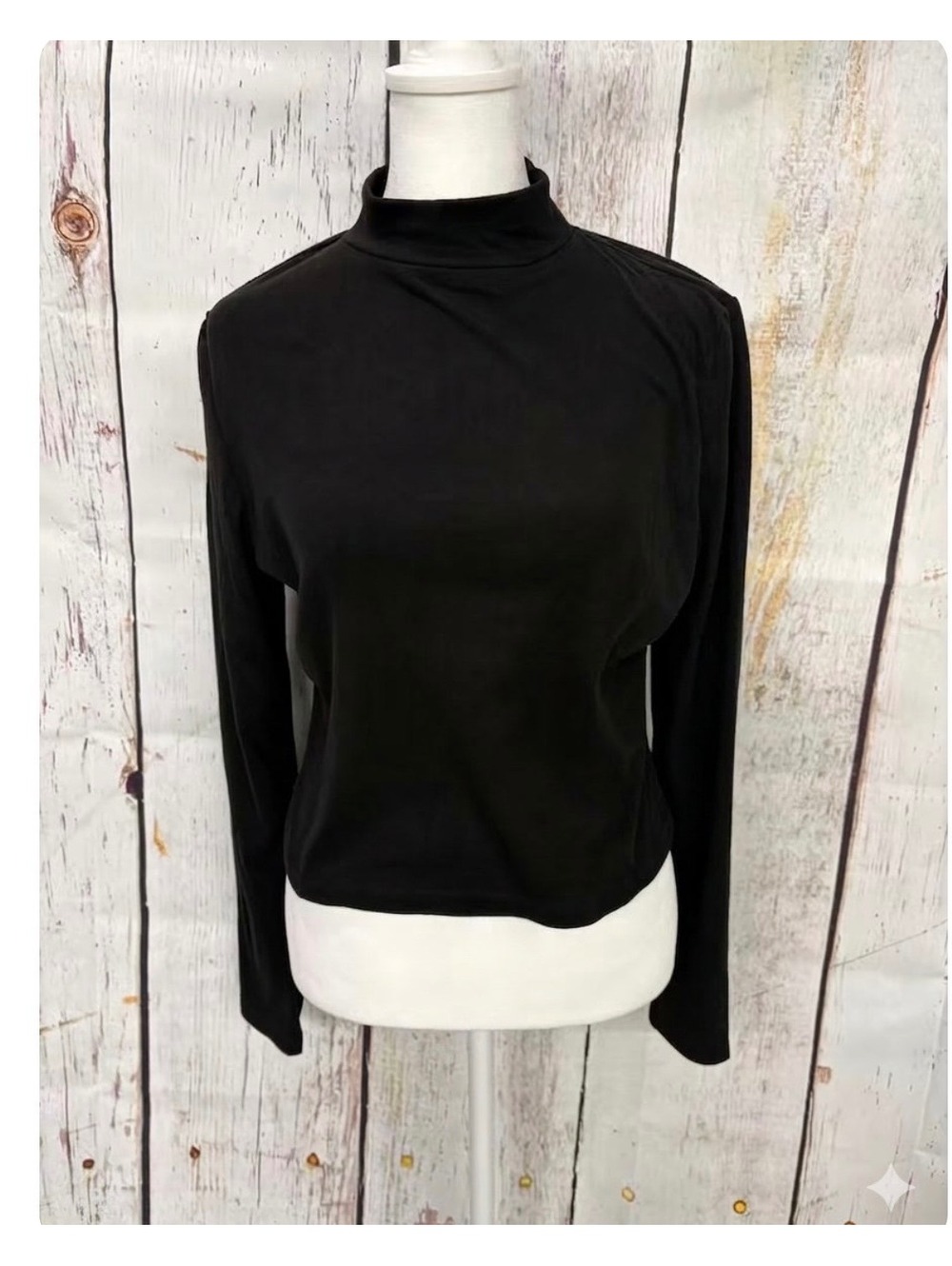NEW Zeagoo Women’s Black Mock Neck Polyester Soandex Long Sleeve Top Size Large